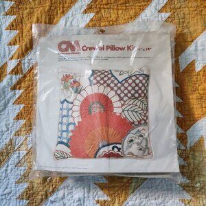 1977 Columbia Minerva Crewel Pillow Kit 14" x 14" Bright Bocade New